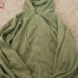 Brandy Melville over sized green zip up, one size